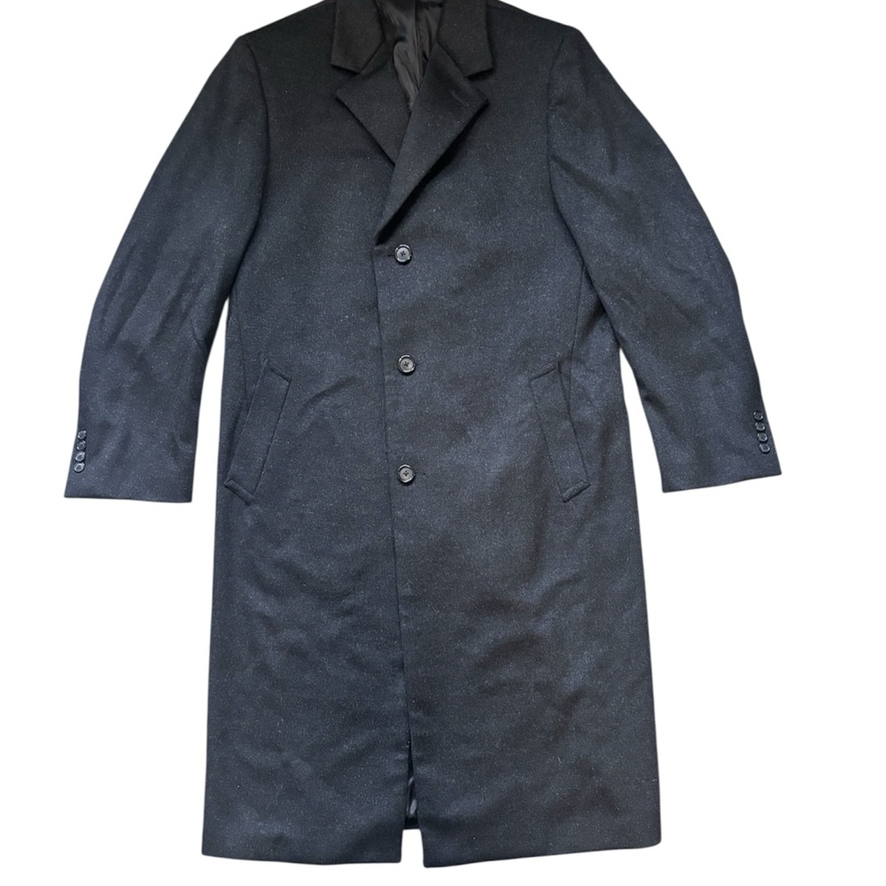 Nautica Black Trench Coat with Structured Silhouette and Notched Lapels